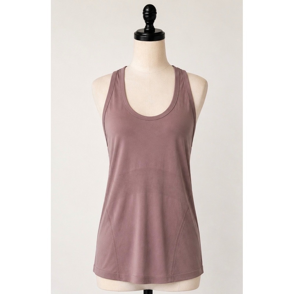 Athleta Momentum Tank Top Mauve Purple Seamless Racerback Running Shirt Sz Large